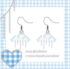 the earrings are designed to look like they have been made with blue and white checkered fabric