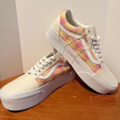 Brand New Without Box. No Visible Flaws Or Defects. Please See Photos For Details. Enjoy! Elevate Your Sneaker Game With These Vans Old Skool Platform Sneakers. The Pastel Picnic Plaid Design Adds A Playful Touch To Your Outfit, While The Lace-Up Closure Ensures A Secure Fit. Perfect For Any Occasion, Whether It's Casual Wear, Workwear, Or Activewear. These Sneakers Feature A Low-Top Shoe Shaft Style, With A Cushioned And Breathable Insole Made Of Fabric. The Rubber Outsole Provides Traction, An Vans Summer Sneakers With Round Toe, Vans Sneakers For Summer, Vans Cushioned Sneakers For Summer, Vans Low-top Sneakers For Summer, Vans Sneakers With Cushioned Footbed For Summer, Spring Vans Casual Sneakers, Comfortable Vans Sneakers For Spring, Vans Lace-up Sneakers For Summer, Vans Platform Sneakers For Summer