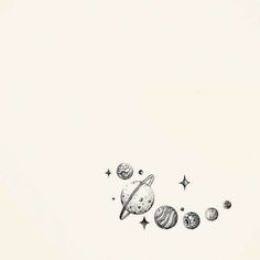 an ink drawing of the planets and stars