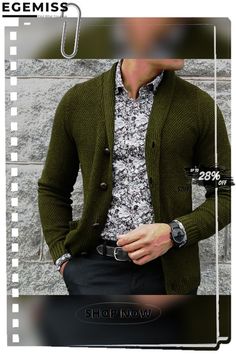 Men's Cardigan Single-breasted Sweater Men's Cardigan, Mens Cardigan, Cardigan Tops, Single Breasted, Army Green, Women's Top