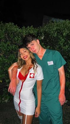 Couples Party Costumes, Couple Costumes Trendy, Holloween Costume Ideas Couple Cute, Iconic Couples Costumes, Couples Costume Ideas, Halloween Duo, Cute Couples Costumes, Nurse Halloween Costume, Halloween Fits