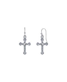 in stock White Rhinestone Cross Jewelry, Silver Cross Pendant Earrings, Silver Rhinestone Crucifix Jewelry, Silver Metal Cross Pendant Earrings, Large Cross Earings Macys, Detailed Cross, Crystal Cross, Clear Crystals, Cross Jewelry