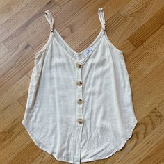 New Without Tags Nice Neutral That Will Pair With Almost Anything Beige Button Front Tank Top Adjustable Straps Cream White, Linen Blend, Adjustable Straps, Tank Top, Womens Tops, Tank Tops, Cream, Tags, Women Shopping