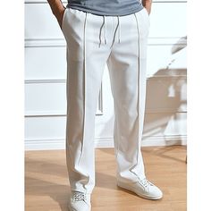 Season:Spring   Fall; Fabric:Polyester; Gender:Men's; Style:Casual,Fashion; Occasion:Daily,Going out,Outdoor; Fit Type:Regular Fit; Function:Breathable,Soft,Comfort; Waistline:Mid Waist; Pattern:Plain; Design:Drawstring,Elastic Waist; Pants Type:Joggers,Sweatpants,Trousers,Straight Leg Sweatpants,Pleated Pants; Front page:FF; Listing Date:09/05/2023; Hips:; Length:; Waist: Going Out Fashion, Straight Leg Sweatpants, Tuxedo Shirt Men, Womens Basic Tops, Mens Outdoor Jackets, Functional Clothing, Graduation Outfits, Mens Jogger Pants, Wide Leg Sweatpants