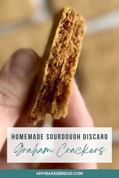 homemade sourdough discard graham crackers with text overlay that reads homemade sourdough discard graham crackers