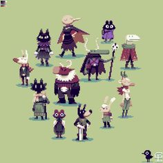 pixel art with many different types of characters