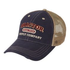 Tractor Supply Co. Logo Cotton Cap, Olive and Blue Cotton Trucker Hat With Curved Bill, Cotton Trucker Snapback Hat, Distressed Trucker Hat With Curved Brim, Distressed Trucker Hat For Outdoor, Cheap Camouflage Trucker Baseball Cap, Distressed Trucker Baseball Cap For Outdoor, Distressed Adjustable Trucker Hat, Adjustable Distressed Trucker Hat, Distressed Trucker Snapback Hat