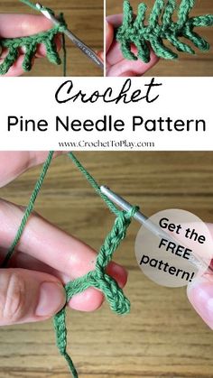 the crochet pine needle pattern is being worked on