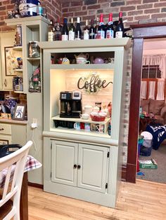 a coffee bar in the corner of a room