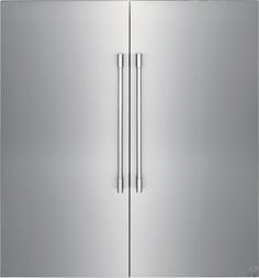 a stainless steel double door refrigerator freezer