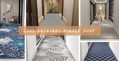 the long hallway runner rugs are blue and white