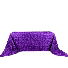 a purple table cloth on a white background