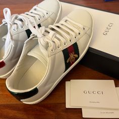 Wore It Two Times. In A Great Condition. Gucci Custom Lace-up Sneakers With Rubber Sole, Gucci Custom Lace-up Sneakers With Logo Print, Gucci Low-top Custom Sneakers For Streetwear, Gucci Custom Low-top Sneakers With Logo Print, Gucci Ace Sneakers, Shoes Gucci, Gucci Shoes, Womens Shoes Sneakers, Limited Time