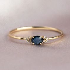 Luxury Dainty Sapphire Ring With Diamond, Art Deco Sapphire Ring, Local Eclectic, Gold Sapphire Ring, Ring Rosegold, Cute Engagement Rings, Gold Rings Simple, Deco Blue, Blue Sapphire Ring