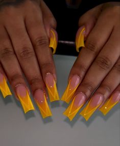 Mustard Acrylic Nails, Sgrho Nails, Colored Acrylic Nails, Cute Acrylic Nail Designs