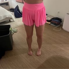 Bought On Amazon Stretch Vacation Bottoms With Short Legs, Stretch Short Leg Bottoms For Vacation, Stretch Bottoms With Short Leg For Vacation, Pink Shorts With Wide Waistband, Pink Workout Bottoms With Short Inseam, Pink Shorts With Wide Waistband For Summer, Loungewear Shorts With Wide Waistband, Pink Summer Workout Bottoms, Summer Workout Bottoms In Pink