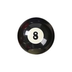 a black pool ball with the number eight on it's side, in front of a white background