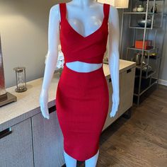 The Ribbed-Knit Midi From Alice + Olivia Has A Geometric Cutout Waist, And Its Figure-Hugging Silhouette Features A Wrap-Effect Bodice With Wide Straps. The Bright Poppy Color Will Sure To Be A Crowd Standout On Any Occasion. Or Style With Your Favorite Pair Of Heels For An Elegant Evening Look, Date Night, Or Girls' Night Out. Chic Red Knit Dress, Look Date, Lantern Dress, Black Midi Dress Bodycon, Olivia Pink, Pink Sequin Dress, Poppy Color, Metallic Mini Dresses, White Stripes Shirt