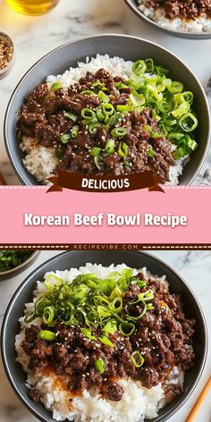 korean beef bowl recipe with rice and green onions