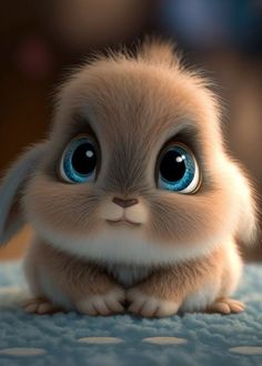 a cute little bunny with big blue eyes