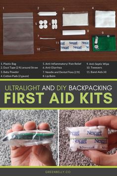 the instructions for how to make an ultralight and diy backpacking first aid kit