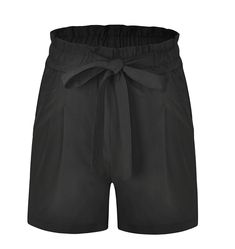 Gender:Women Item Type:Shorts Material:Polyester Style:Casual Pattern Type:Solid Decoration:Bow Waist Type:High Fit Type:Loose Closure Type:Elastic Waist Pant Style:Shorts Skirts Material Composition:Women Shorts Model Number:Women Pants Black Bermuda Shorts With Elastic Waistband For Summer, Black High-waisted Pajama Shorts For Summer, Chic Pajama Shorts, Chic Black Bermuda Shorts For Summer, Trendy Tie Waist Shorts, High Waist Pajama Shorts With Elastic Waistband, High Waist Bermuda Shorts With Elastic Waistband For Summer, High Waist Tie Waist Shorts For Beach, High Waist Cotton Shorts With Tie Waist