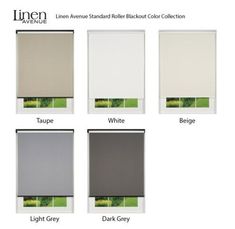 four different shades of grey and white are shown in the same window shade color scheme