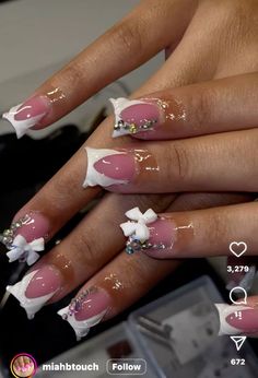 Letters On Nails Acrylic, White French Tip Nail Designs, Baddie Short Nails