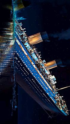 an aerial view of a cruise ship at night