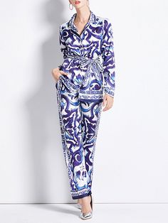 Washing instructions: Hand Wash Composition: Natural Fiber Cotton, Acetate, Polyester Designer Style ID: GC56546798 Silk Two Piece, Belt Shirt, Wide Leg Pant Suit, Blue And White Porcelain, Top Pants Set, Set Women, Designer Style, Pant Set, Two Piece Set