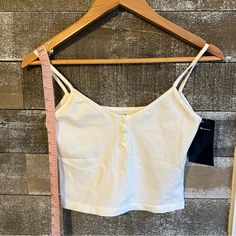 Brandy Melville White Button Down Tank Top Aesthetic Intimates, Tops Brandy Melville, Button Down Tank Top, Brandy Melville Tank Top, Floral Print Crop Top, Halter Tank Top, Green Tank Top, Cute Preppy Outfits, Green Tank