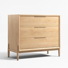 a wooden dresser with three drawers and two legs