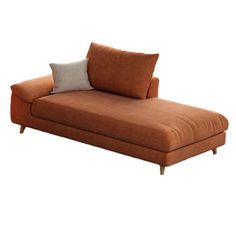 an orange chaise lounger with two pillows on it