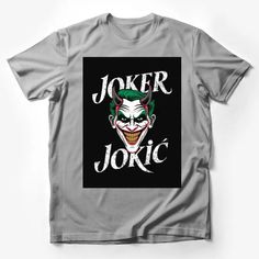 Joker Jokic Graphic T-Shirt, Unique Villain Inspired Artwork, Unisex Casual Tee, Black Cotton Shirt Male T-Shirt Custom graphic T-Shirt.Customize your color Artistic Black T-shirt With Letter Print, Funny Black Screen Printed Top, Funny Black Screen Print Top, Artistic Black Short Sleeve T-shirt, Funny Black Crew Neck Top, Artistic Black Short Sleeve Shirt, Funny Black Crew Neck Shirt, Artistic Black Graphic Tops, Artistic Black Tops With Graphic Design