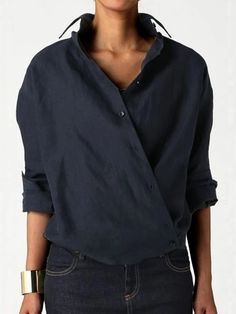 Asymmetric Blouse, Asymmetrical Blouse, Clothing Brands, 가을 패션, Looks Style, Cozy Fashion, Casual Blouse, Shawl Collar, Dandy