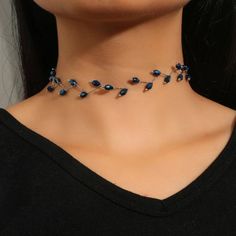 This Unique Piece Is A Wonderful Addition To Your Wardrobe And Your Style; Sure To Get Lots Of Compliments! Gsun0n50200j2nl Trendy Blue Necklace For Party, Trendy Blue Beaded Choker, Adjustable Blue Beaded Necklaces For Party, Elegant Blue Beaded Choker, Blue Metal Choker Necklace, Blue Beaded Choker For Party, Elegant Blue Beaded Necklaces For Party, Blue Beaded Chain Necklace For Party, Elegant Blue Metal Choker