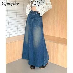 Shipping: Worldwide Express Shipping AvailableDelivery time: 🚚7-15Days Fast ShippingReturns: Fast refund,💯100% Money Back Guarantee.Brand Name: GUUZYUVIZMaterial: CottonStyle: CasualElasticity: Non StrechOrigin: Mainland ChinaCN: GuangdongFabric Type: DenimWaistline: Natural FactorsPattern Type: SolidFit Type: Loose FitSilhouette: A-LINEDresses Length: Mid-CalfAge: 25-34Decoration: ButtonPlace Of Origin: China (Mainland)is_customized: YesModel Number: 0610 yuan chuangGender: WOMENSize: XS S M Button Down Denim Maxi Skirt, Style A Long Denim Skirt, Trendy Baggy Blue Denim Skirt, Trendy Blue Baggy Denim Skirt, Blue Baggy High Waist Denim Skirt, Long Dress With Jeans, Cute Blue Outfits Aesthetic, Long Blue Skirt Outfit, Jean Skirts Long