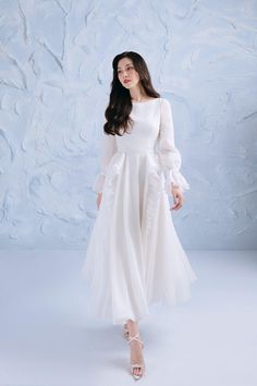 Organza Midi Dress, Big Bow Dress, Mean Blvd, Pleated Sleeves, Ankle Length Dress, Dress Crafts, Organza Fabric, Lace Midi, Lace Midi Dress