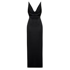 Amila Black Satin Draped Front Open Back Maxi Dress | UNDRESS | Wolf & Badger Sleek Maxi Dress For Dinner, Elegant Draped Maxi Dress For Dinner, Sleek Silk Maxi Dress For Dinner, Sleek Bias Cut Maxi Dress For Dinner, Elegant Draped Slip Dress For Gala, Elegant Draped Slip Dress For Evening, Elegant Maxi Length Slip Dress For Date Night, Elegant Long Slip Dress For Gala, Elegant Draped Cocktail Slip Dress