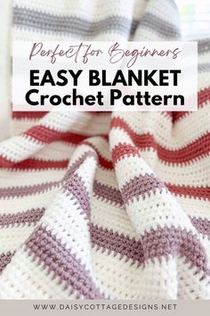 a crocheted blanket with text overlay that reads, perfect for beginners easy blanket crochet pattern