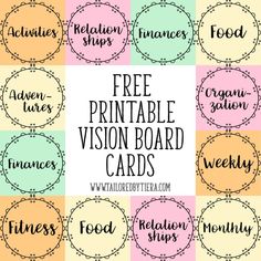 the free printable vision board cards