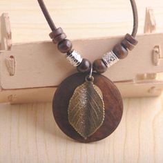 special retro wooden necklace for women gift Fei Long, Wood Necklace Pendant, Wood Leaves, Hair Chains, Wooden Necklace, Wood Necklace, Sweater Chain, Wooden Pendant, Long Sweater