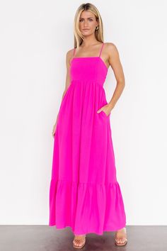 Regan Tank Maxi Dress | Fuchsia Casual Pink Chiffon Midi Dress, Pink Flowy Chiffon Midi Dress, Pink Flowy Chic Maxi Dress, Chic Pink Flowy Maxi Dress, Pink Chiffon Midi Dress For Brunch, Chic Pink Chiffon Midi Dress, Pink Chiffon Midi Sundress, Pink Chiffon Sundress Midi Dress, Pink Chiffon Maxi Dress Midi Length