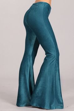 New Arrival These Modern Must Have Teal Velvet Bell Bottoms pants will add a little swing to your step this season! The soft velvet lightweight material has the perfect amount of stretch and the well hidden elastic waist adjusts to make up for a few gained or lost inches. You'll love the comfort and look of a fitted hip and thigh that's perfectly balanced with the flared cut. You can keep things casually cool with a tucked-in graphic tee, heeled boots and a wide-brim hat, or go for a more polish Velvet Bell Bottoms, Velvet Knit, Lightweight Pants, Pacific Rim, Yoga Pants Outfit, Barrel Racing, Bell Bottom Pants, Teal Color, Complete Outfits