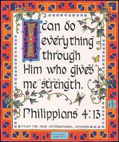 an ornate frame with the words, can do everything through him who gives me strength