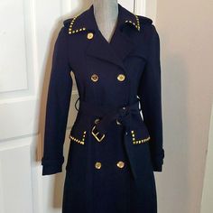 Nwot This Beautiful Wool Coat Comes In A Sophisticated Navy Color With Michael Kors Gold Hardware Including Studded Pockets And Collar As Well As Michael Kors Branded Buckle And Buttons. Never Worn. New Without Tags. *Dont Forget To Bundle 4 Items To Save On Shipping Plus 15% Off* Chic Fitted Peacoat With Double Button Closure, Chic Fitted Peacoat For Office, Chic Fitted Double-breasted Peacoat, Elegant Fitted Michael Kors Outerwear, Navy Chic Fitted Peacoat, Chic Navy Fitted Peacoat, Chic Fitted Blue Peacoat, Chic Blue Fitted Peacoat, Elegant Michael Kors Outerwear For Fall