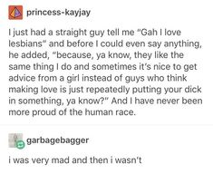 two tweets that have been posted to someone on their cell phone, one is saying princess - kayjay i just had a straight guy tell me