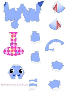 the cut out shapes are blue and pink