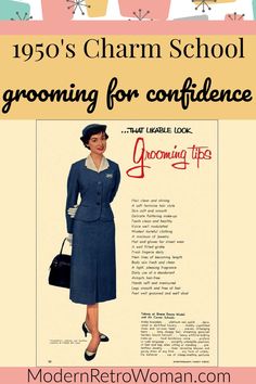 Mid-century flight attendants seemed to exude beauty and glamour. How did they do it? They practiced these grooming for confidence habits. 50s Beauty Tips, 1950s Routine, 1950s Self Care, 1950s Working Women, 1950s Etiquette, Lady Etiquette Tips Classy, 1950s Beauty Routine, School Confidence, Confidence Habits