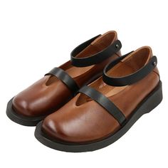 Leather Mary Janes With Flat Heel, Casual Leather Mary Janes With Low Heel, Casual Leather Mary Janes With Flat Heel, Casual Brown Mary Janes With Flat Heel, Leather Mary Jane Flats With Round Toe, Brown Flats With Medium Width And Low Heel, Brown Leather Mary Janes With Flat Heel, Brown Mary Janes With Rubber Sole And Flat Heel, Brown Leather Slip-on Shoes With Low Heel